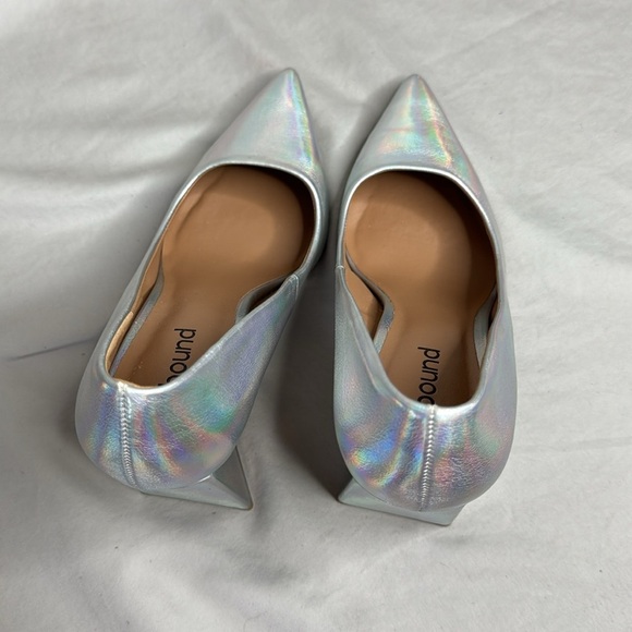 Abound Belize Triangle Block Heel with Pointed Toe Pump in Silver Iridescent - Picture 6 of 7